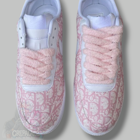 Custom Air Force 1 'CD Full Pink (Fluffy Laces)'
