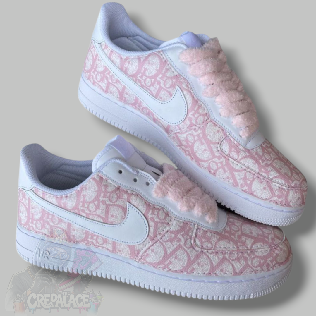 Custom Air Force 1 'CD Full Pink (Fluffy Laces)'