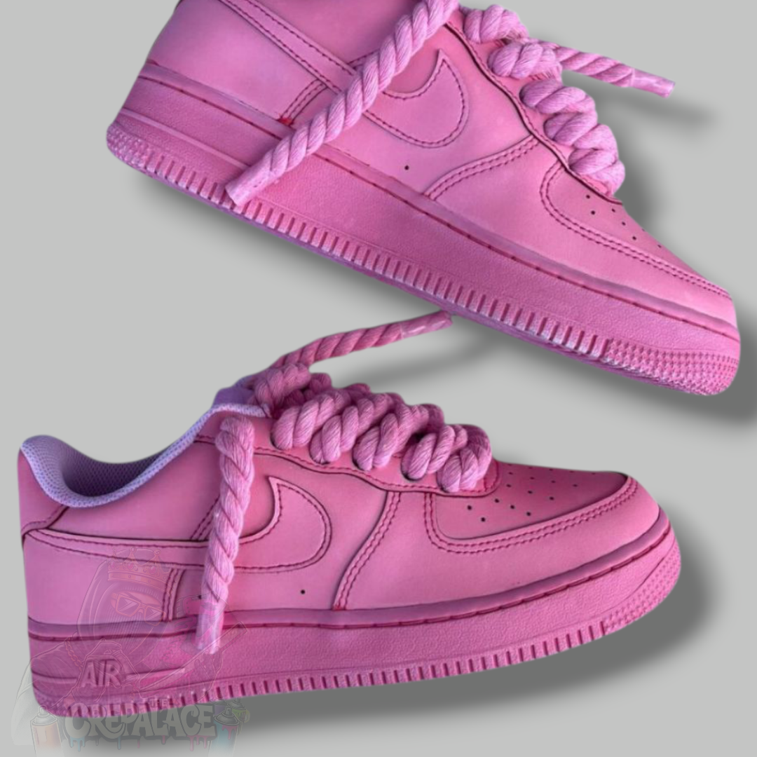 Custom Air Force 1 'Pink Dip Dye Rope Laces'