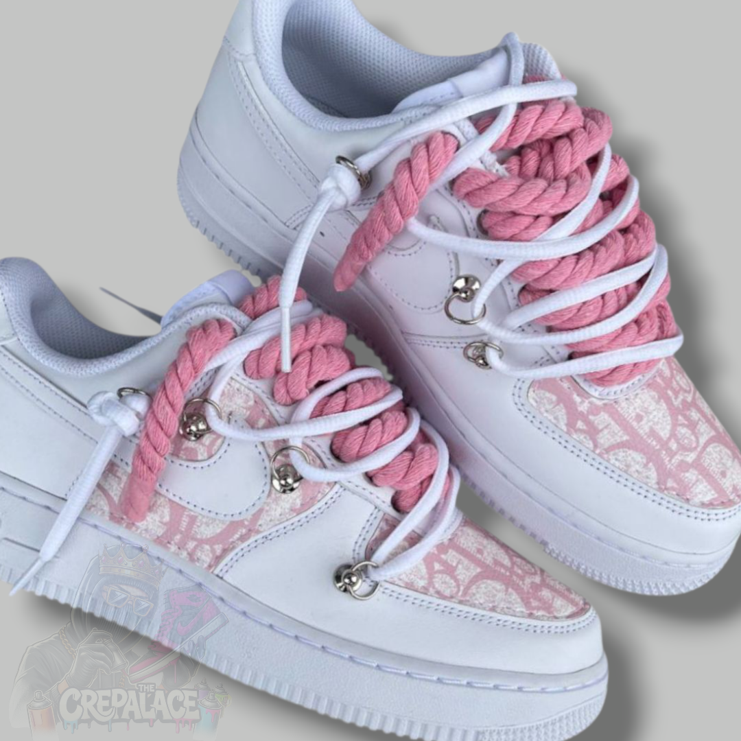 Custom Air Force 1 'CD Pink Rope & Lot Laces'
