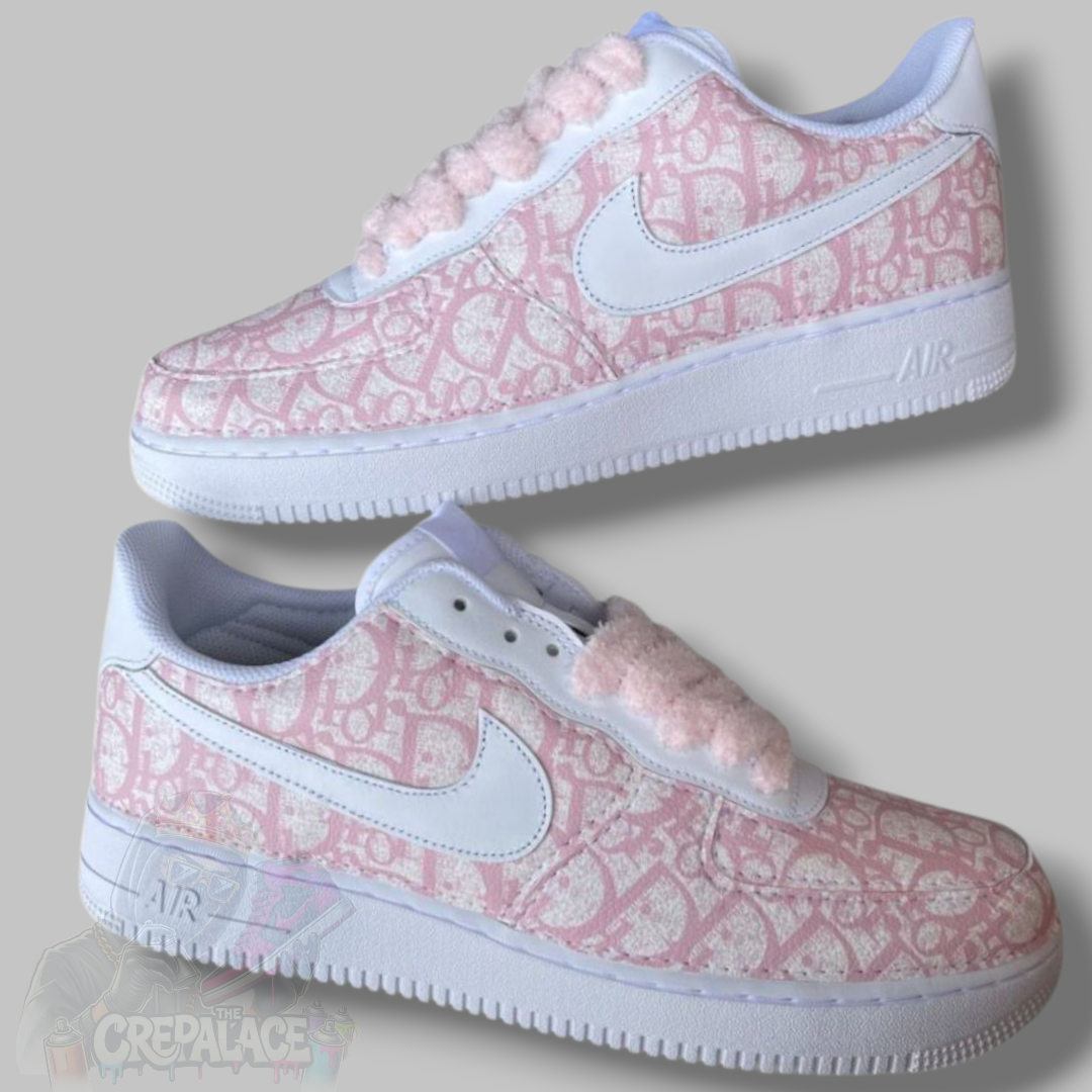 Custom Air Force 1 'CD Full Pink (Fluffy Laces)'