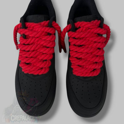 Custom Air Force 1 'Mattest Black Red Rope Laces'