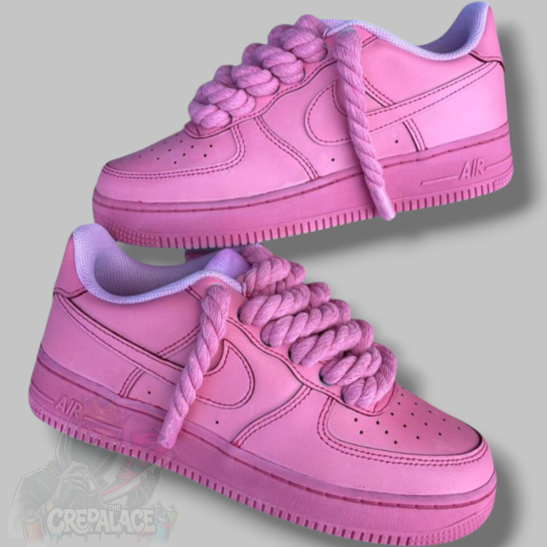 Custom Air Force 1 'Pink Dip Dye Rope Laces'