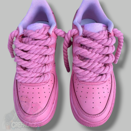 Custom Air Force 1 'Pink Dip Dye Rope Laces'